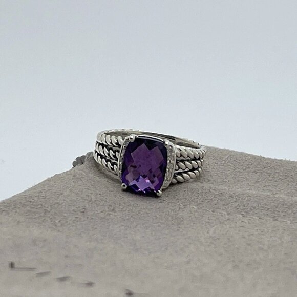 David Yurman Amethyst & Diamond Weaton Ring Sz 7 - Refurbished. - Picture 8 of 11